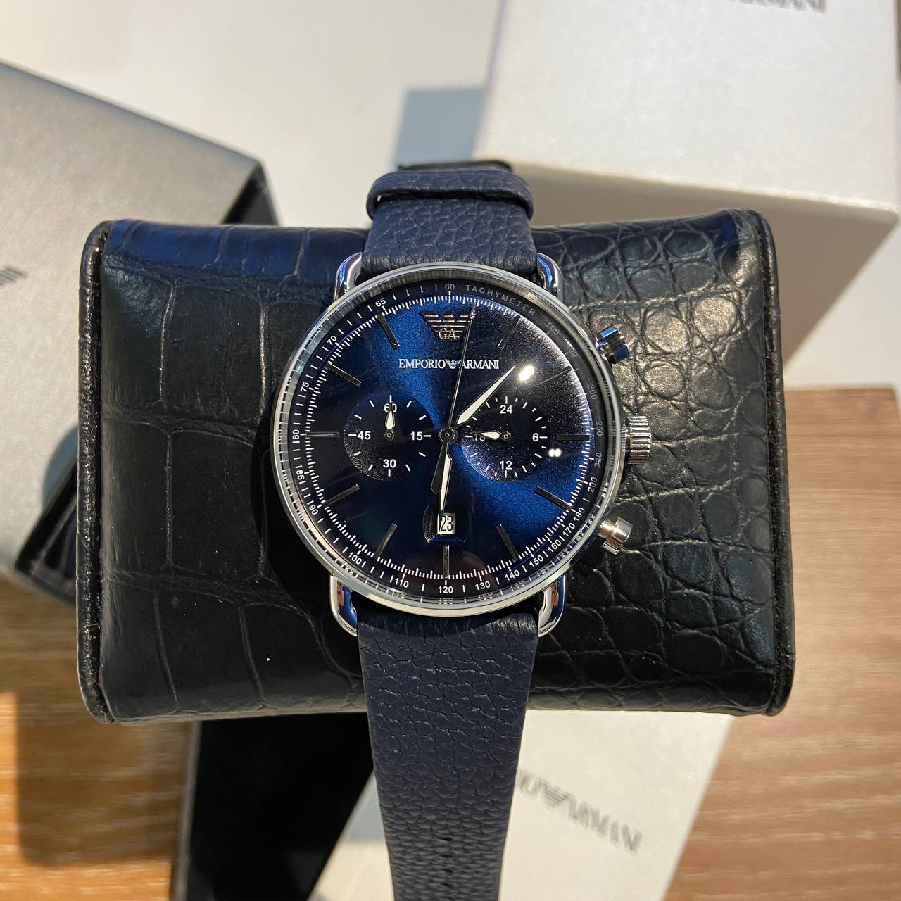 Emporio Armani Aviator Blue Dial Men's Watch AR11105 – Heavni Brand Global