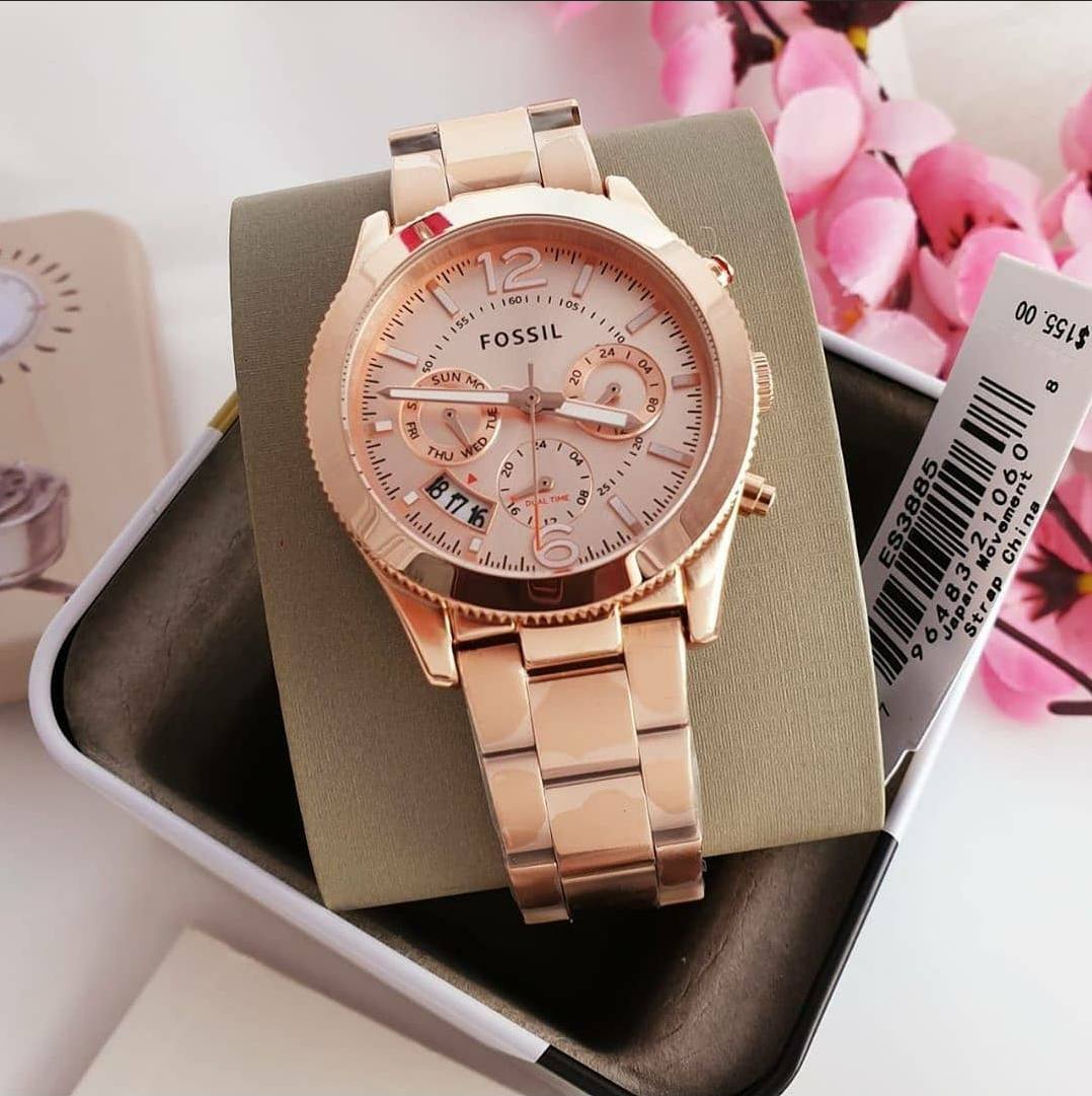 Fossil Perfect Boyfriend Multifunction Rose-Tone ES3885 Stainless Steel Watch