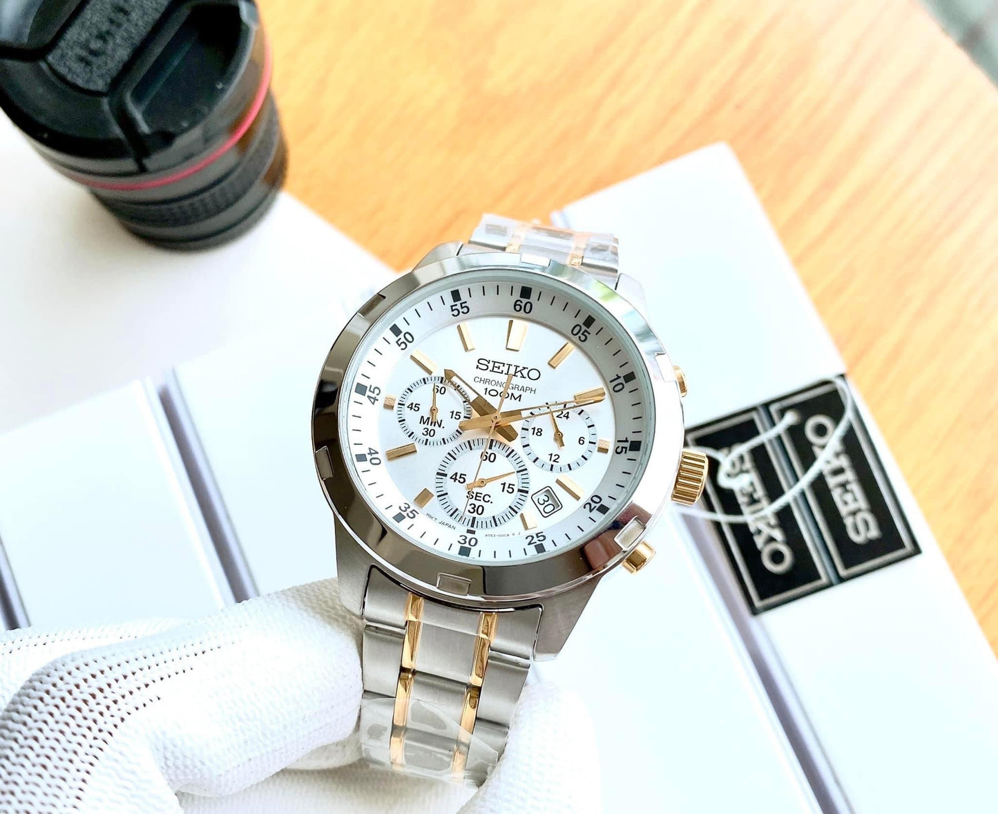 Seiko SKS607P1 Men's Quartz Chronograph Two-Tone Stainless Steel Watch