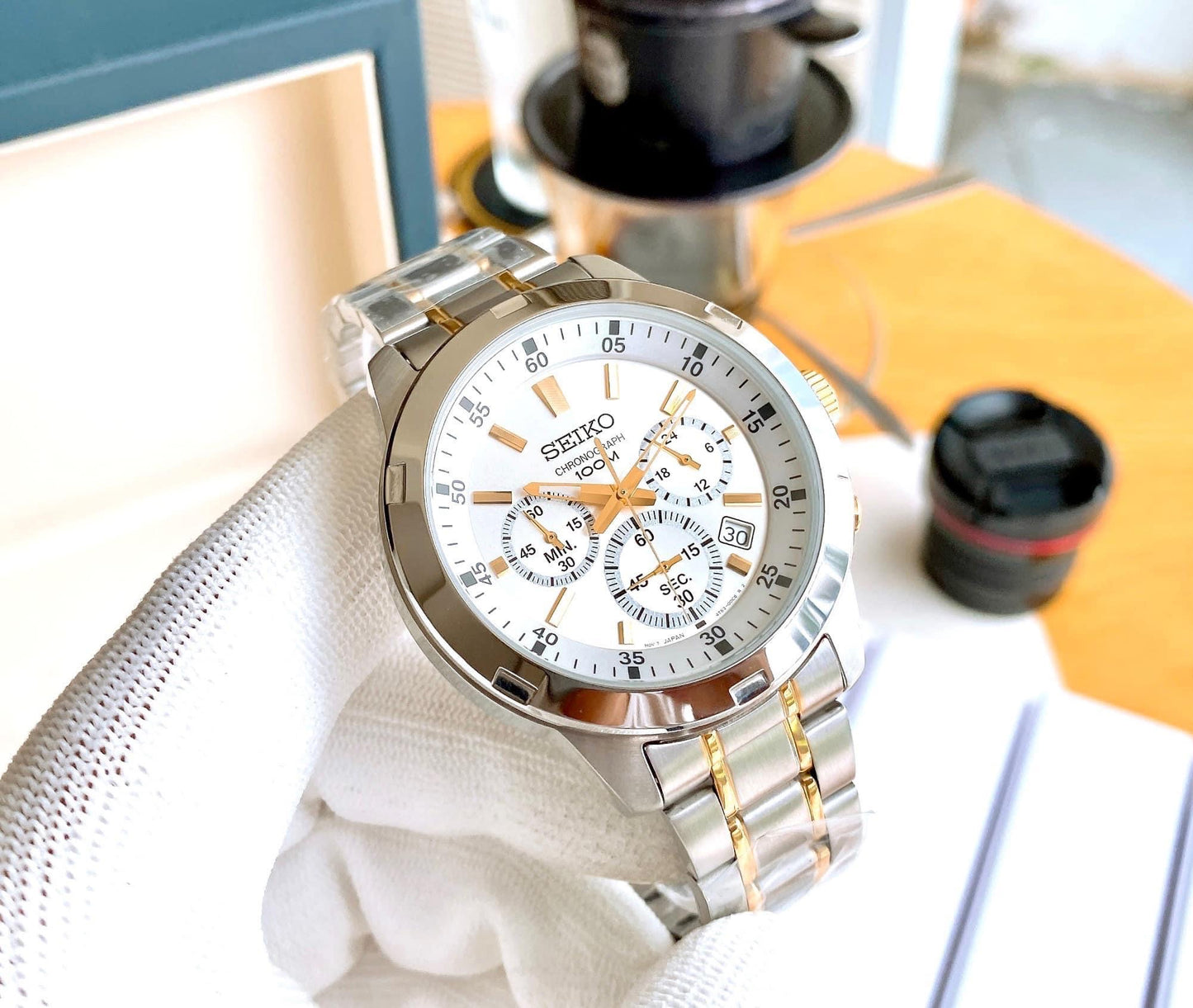 Seiko SKS607P1 Men's Quartz Chronograph Two-Tone Stainless Steel Watch