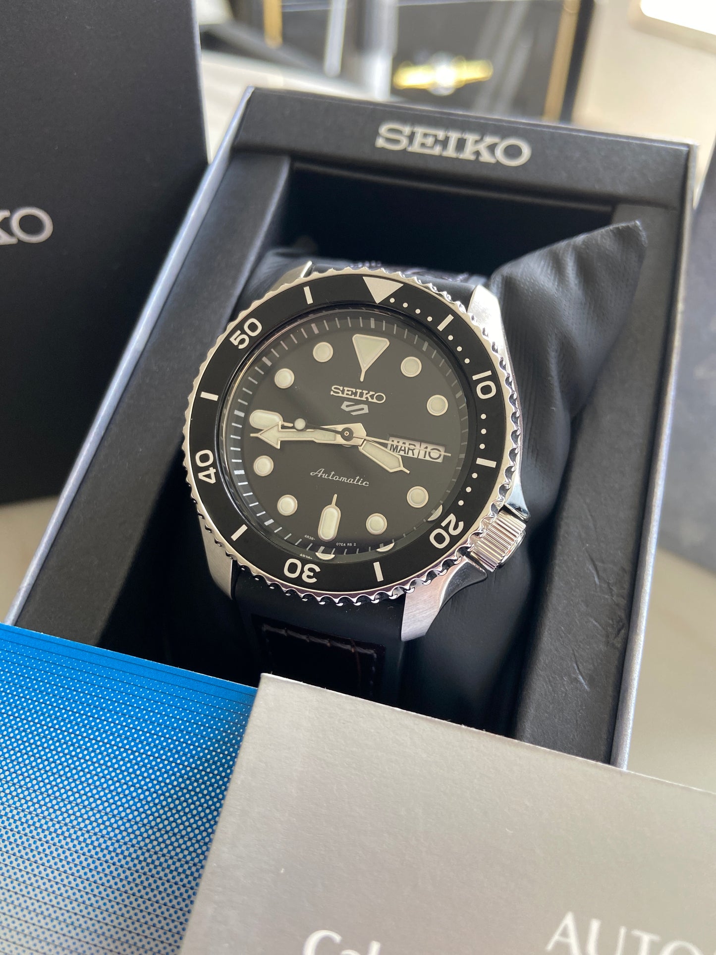 Seiko 5 Sports Super Luminous SRPD55K2 Automatic 100m Black Dial Stainless Steel Rubber Silicone Watch