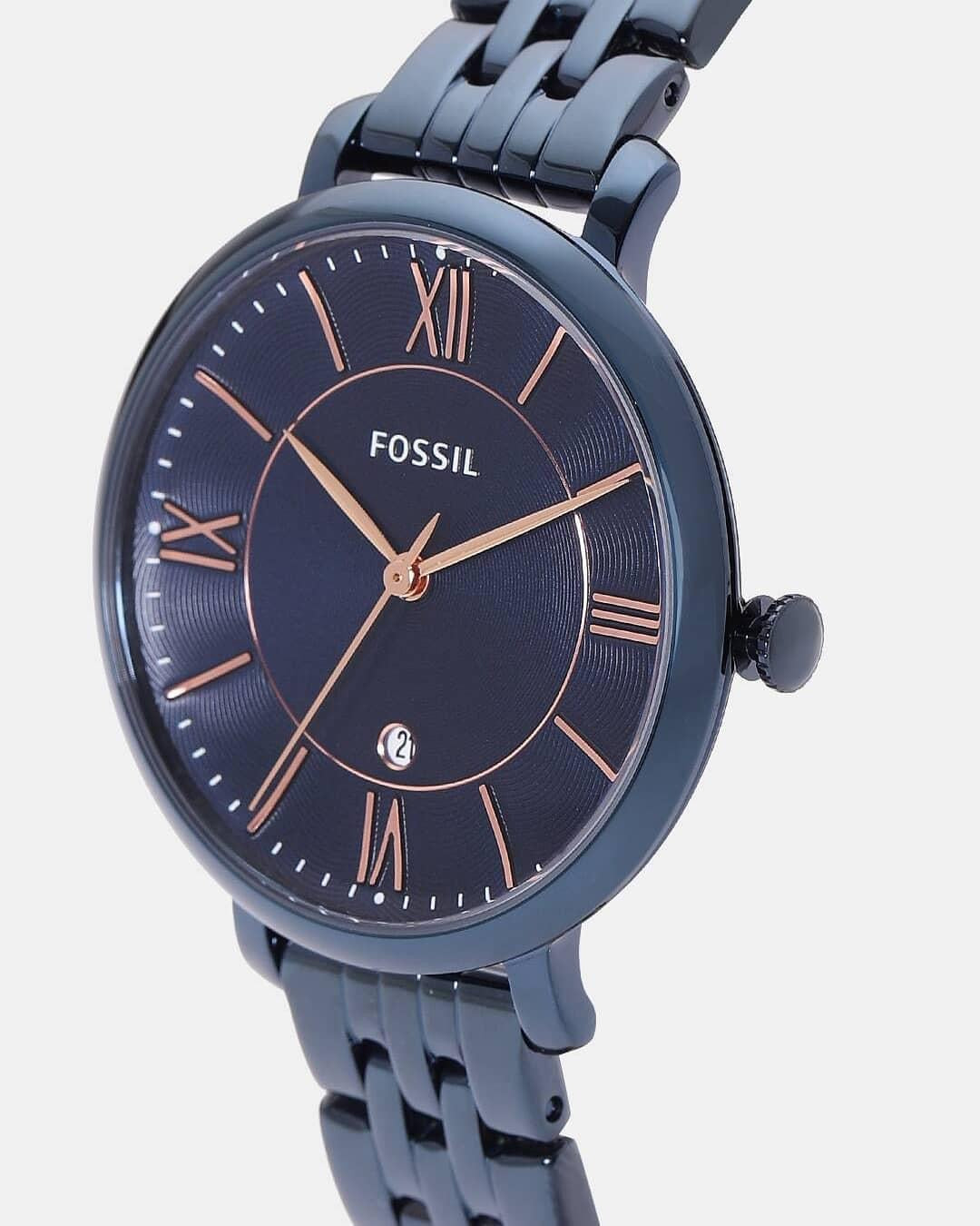FOSSIL Women's Jacqueline Blue Rosegold Dial Stainless Steel Watch ES4094