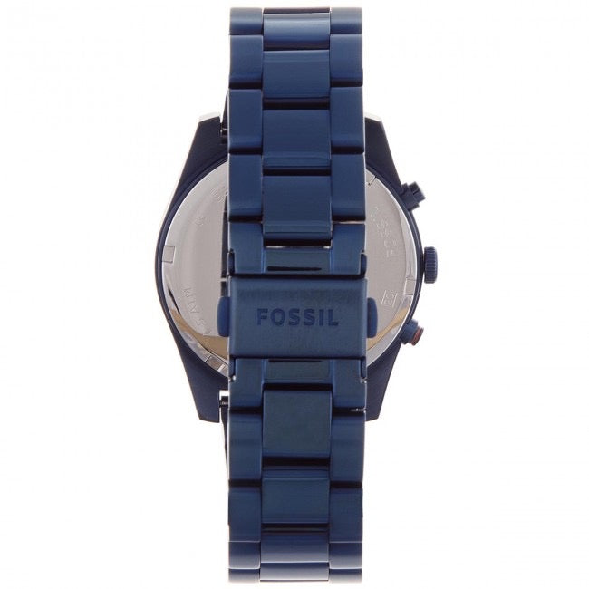 FOSSIL Women's Boyfriend Multifunction Dual Time Navy Blue Stainless Steel Watch ES4093