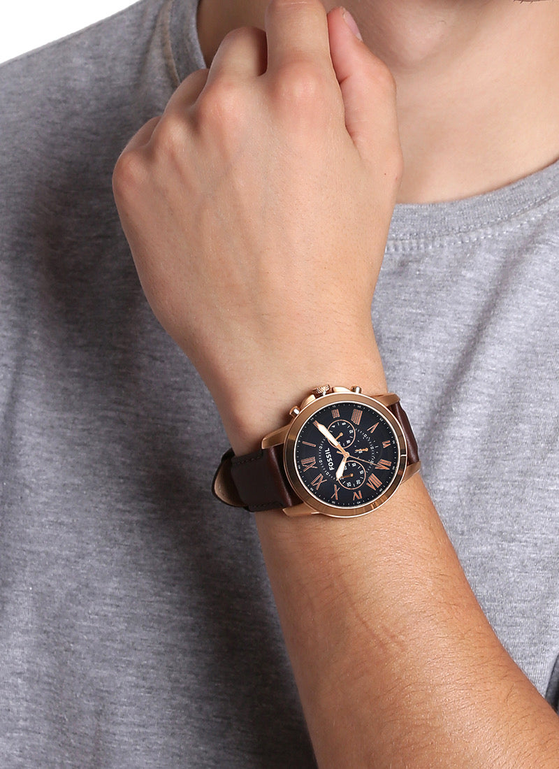 FOSSIL FS5068 Brown Rosegold Leather Chronograph