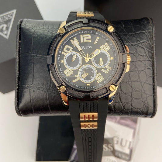 Guess Men's Black And Gold-Tone Multifunction Watch GW0051G2