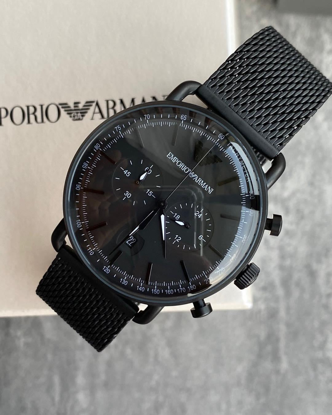 Emporio Armani Aviator Chronograph Quartz Black Dial Men\'s Watch AR112 –  Heavni Brand Global