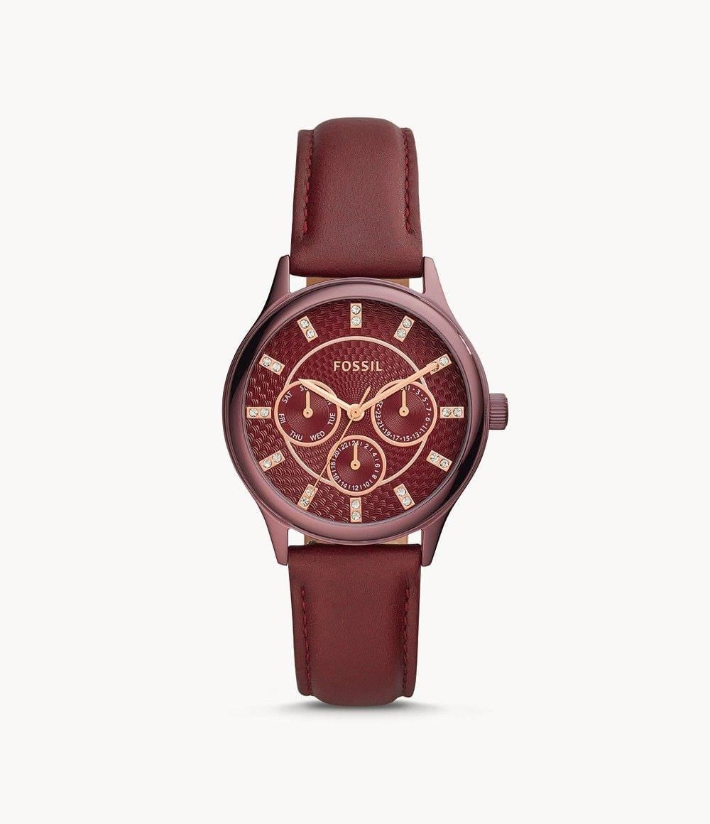 Fossil BQ3285 Modern Sophisticate Multifunction Wine Leather Watch