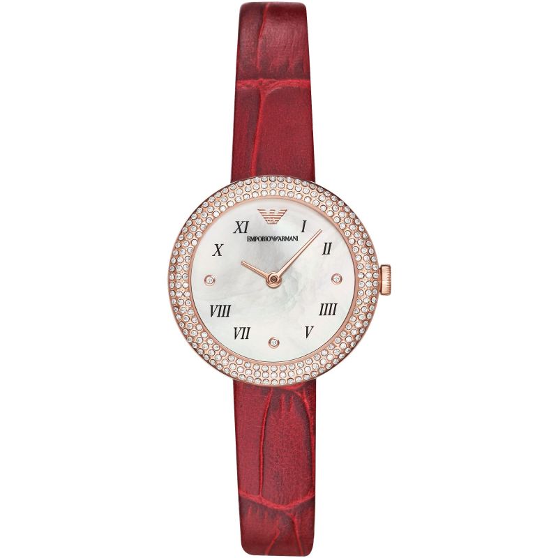 Emporio Armani Women's Two-Hand Red Leather Watch AR11357