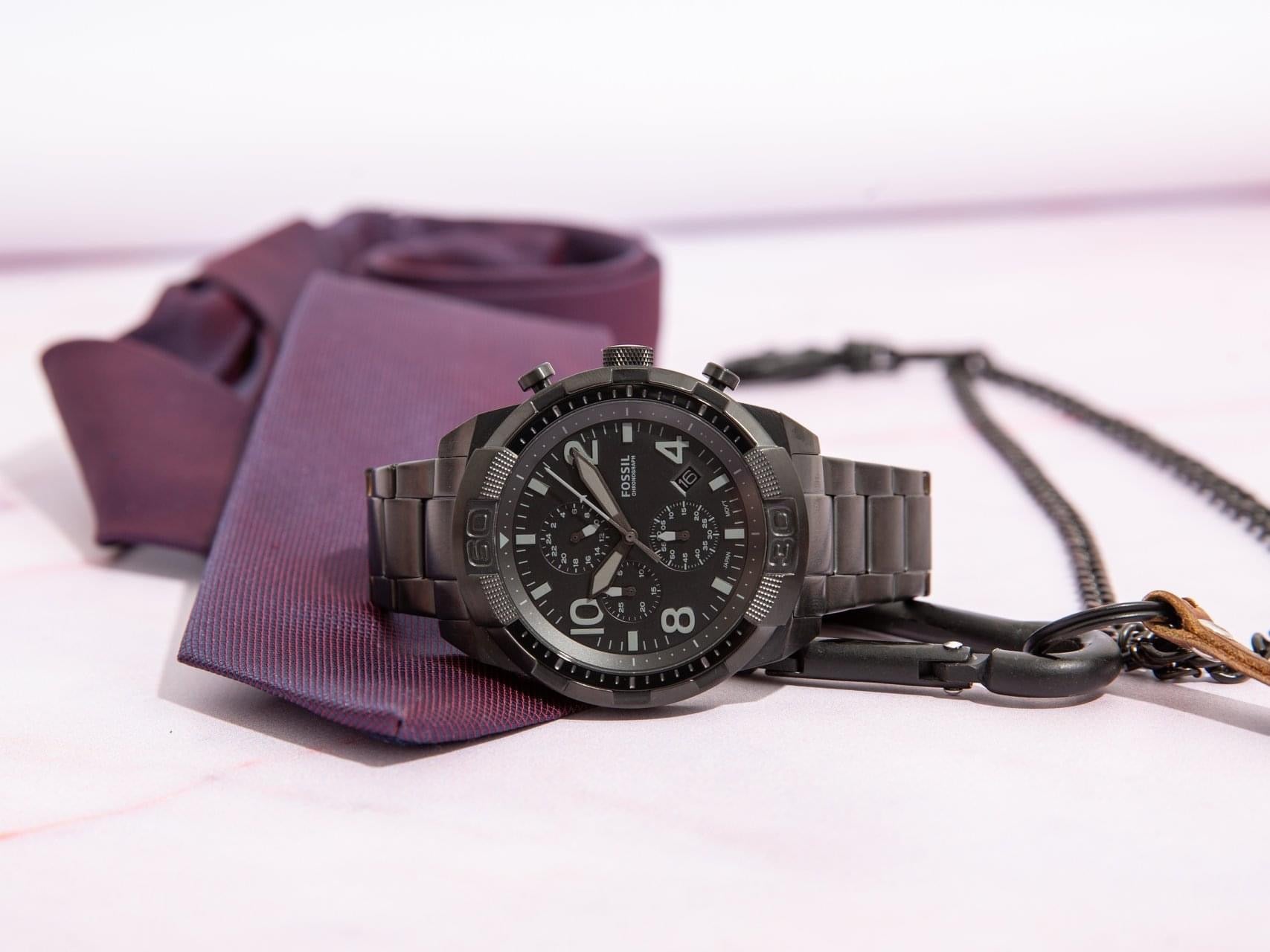 FOSSIL Men\'s Bronson Chronograph Black Stainless Steel Watch FS5712 –  Heavni Brand Global