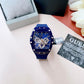 Guess GW0203G7 Rose Gold-Tone and Blue Silicone Multifunction Watch Unisex