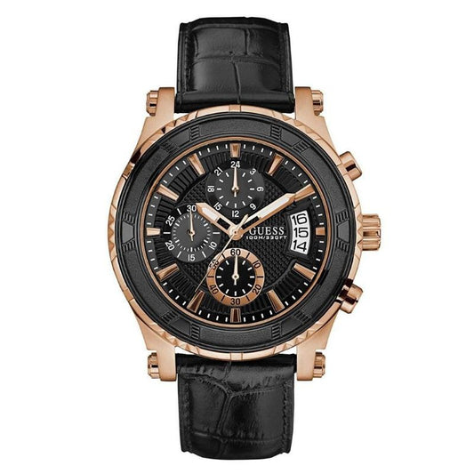 Guess Black Rosegold Tone Chronograph Sport Watch W0673G5