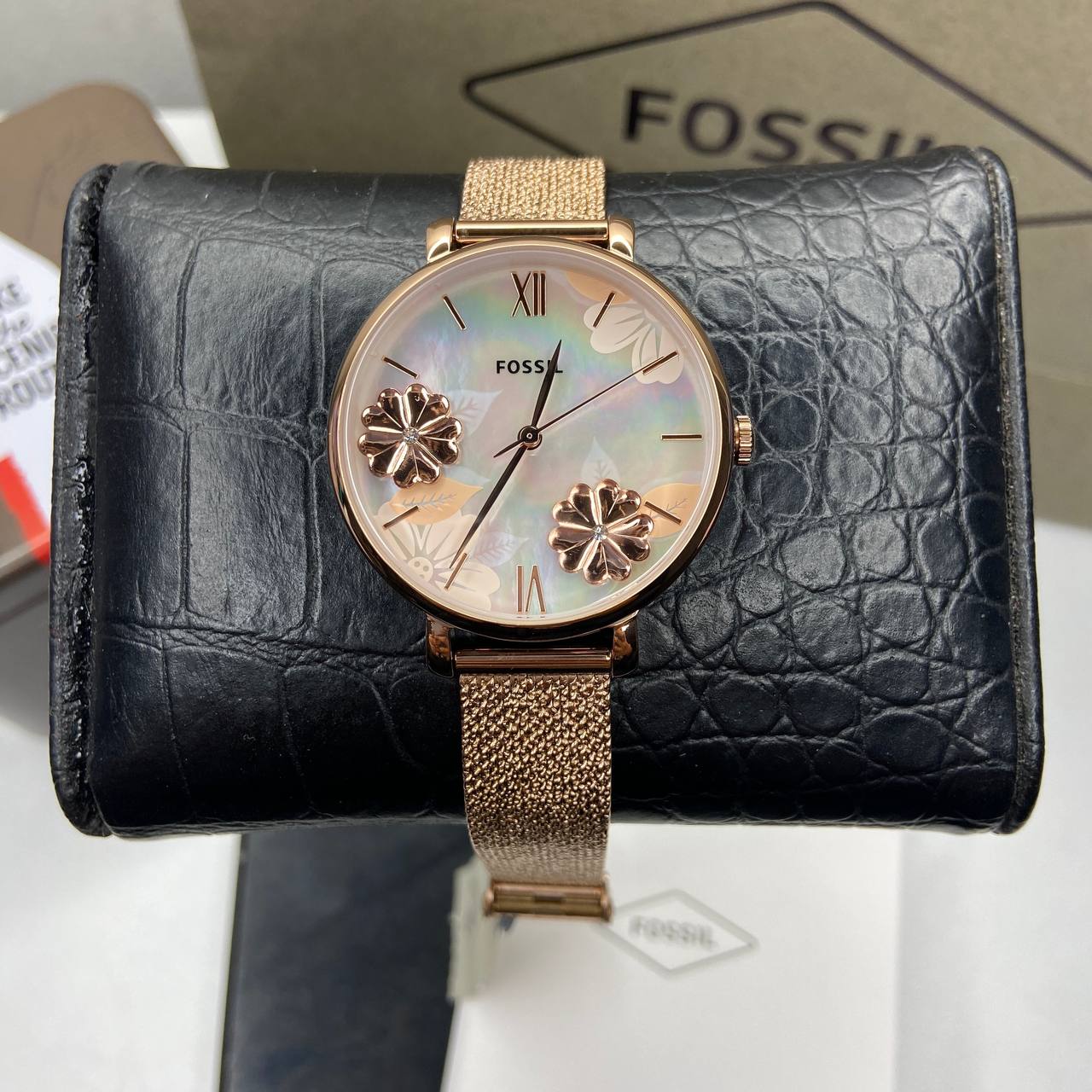 FOSSIL Women's Jacqueline Floral Rosegold Tone Watch ES4534