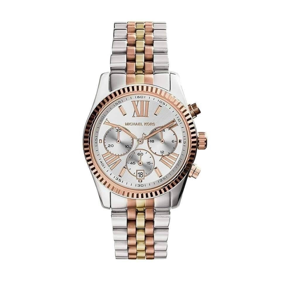 MICHAEL KORS Chronograph Silver Dial Rosegold Stainless Steel Watch MK5735 Unisex