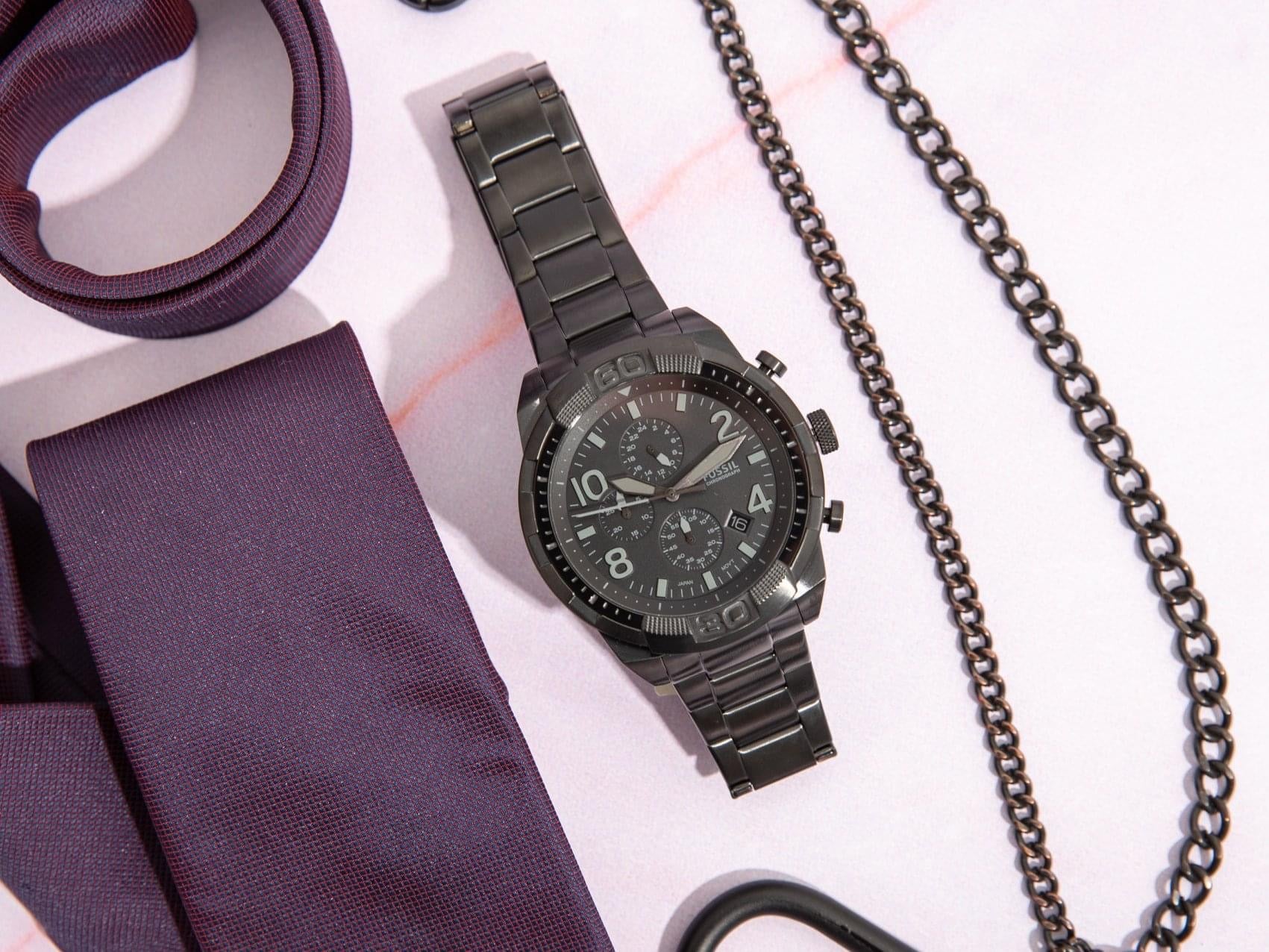 FOSSIL Men's Bronson Chronograph Black Stainless Steel Watch FS5712 –  Heavni Brand Global