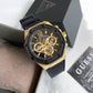 Guess GW0263G1 GOLD TONE CASE BLACK SILICONE WATCH Unisex
