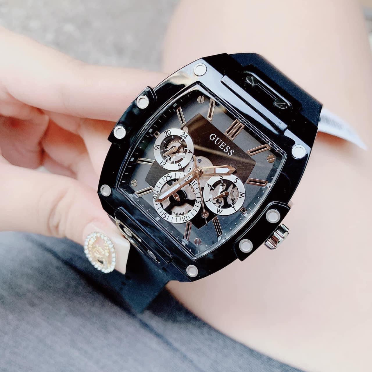 Unisex GW0203G3 Phoenix – Guess Skeleton Watch Global Silicone Black Brand Heavni