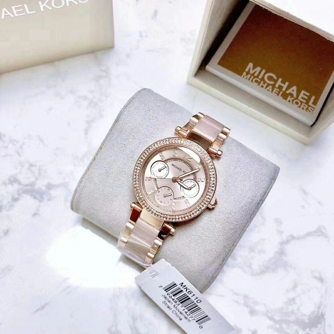 MICHAEL KORS Women's Rosegold Parker Mini Chronograph Watch MK6110